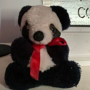 Dakine  Vintage Mini Panda Bear Plush with red bow